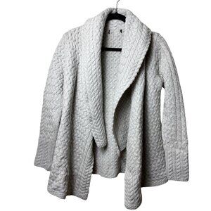 Irelands Eye 100% Wool Open Front Sweater Cardigan (Gray) - Size Medium (?)